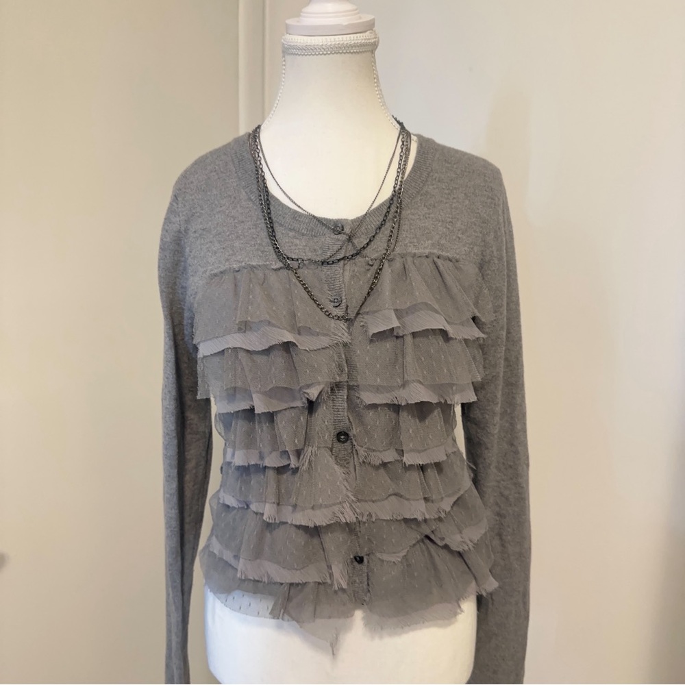 Hollister Gray Ruffled Cardigan